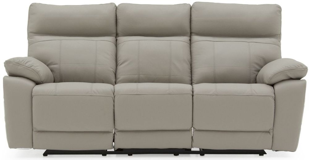 Vida Living Positano Light Grey Leather 3 Seater Recliner Sofa