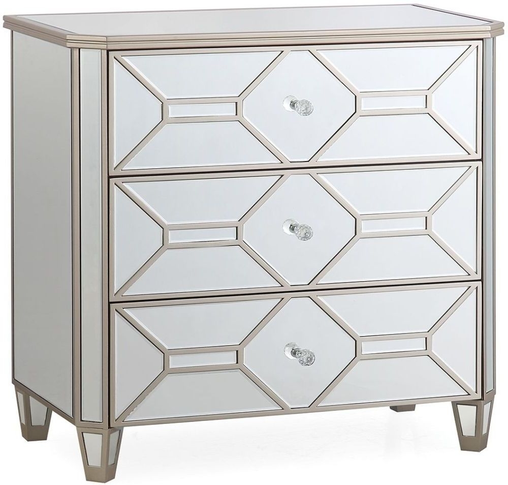 Vida Living Rosa Geometric Mirrored 3 Drawer Dressing Chest