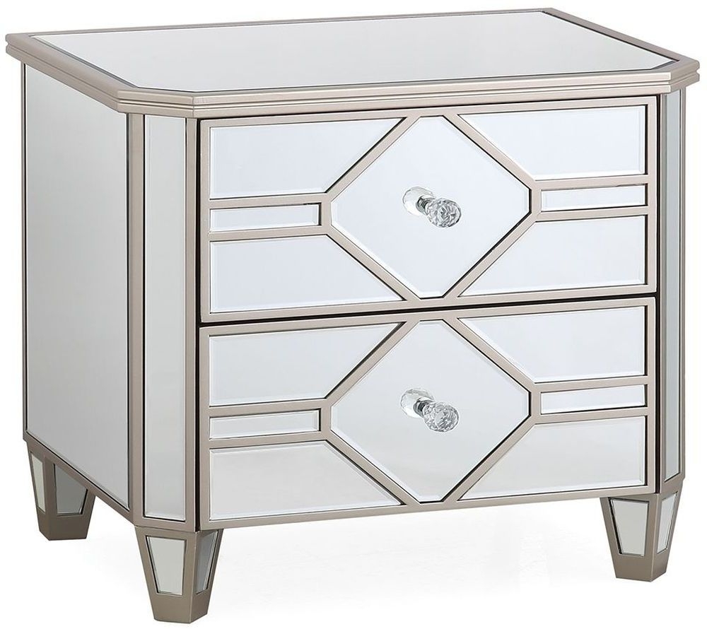 Vida Living Rosa Geometric Mirrored Bedside Table