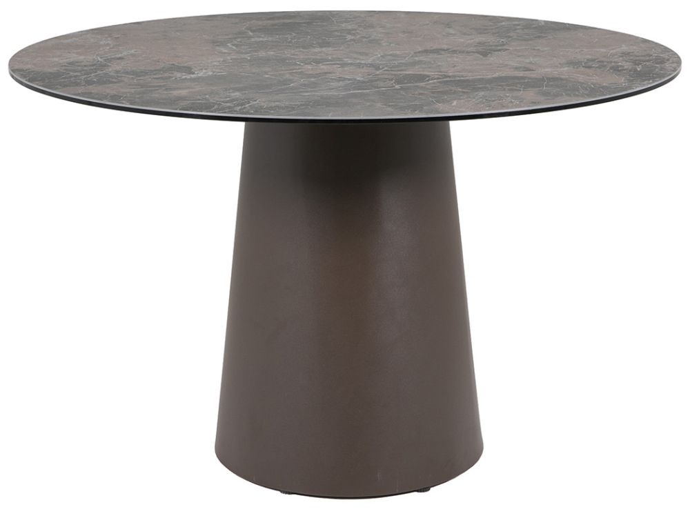 Vida Living Seti Ceramic Top Dining Table 120cm Seats 4 Diners Round Top With Espresso Brown Metal Base