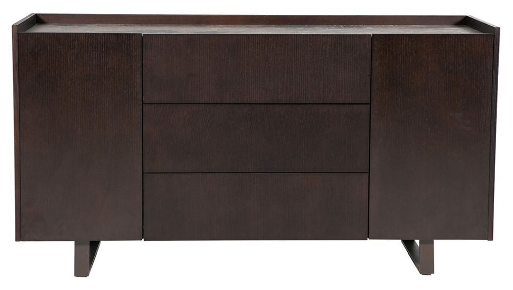 Vida Living Seti Ceramic Top 160cm 3 Drawer Sideboard With Espresso Brown Metal Base