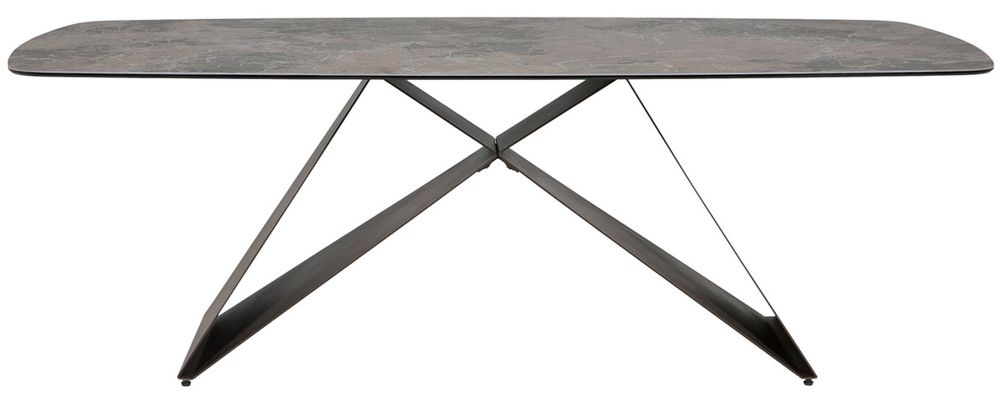 Vida Living Seti Ceramic Top Dining Table 220cm Seats 8 To 10 Diners Rectangular Top With Espresso Brown Metal Base
