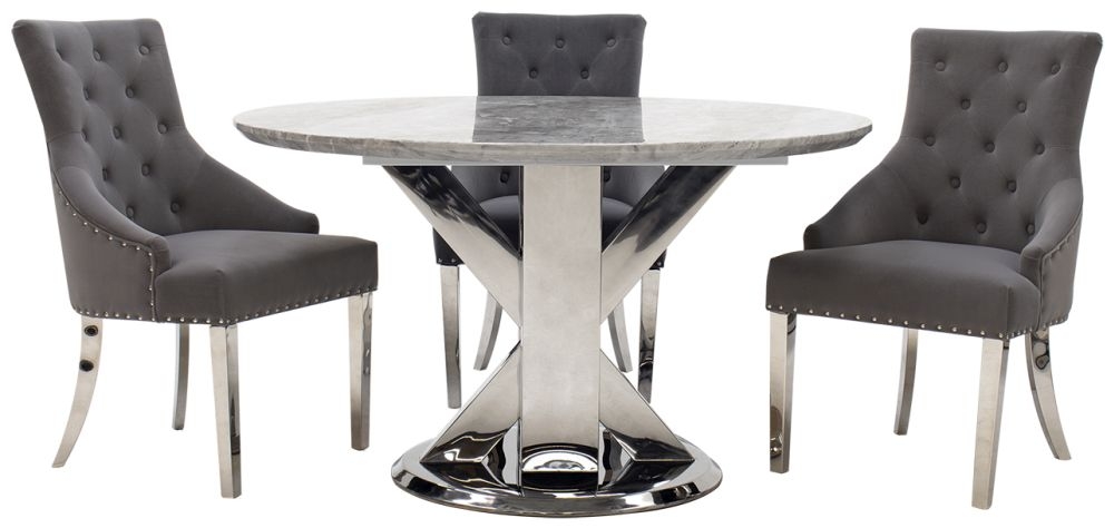 Vida Living Tremmen 130cm Grey Marble Round Dining Table