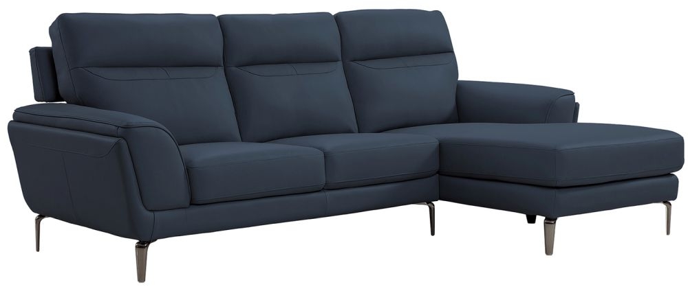 Vida Living Vitalia Indigo Leather Right Hand Facing Corner Sofa