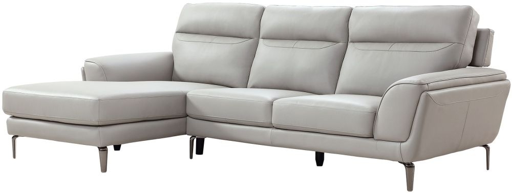 Vida Living Vitalia Light Grey Leather Left Hand Facing Corner Sofa