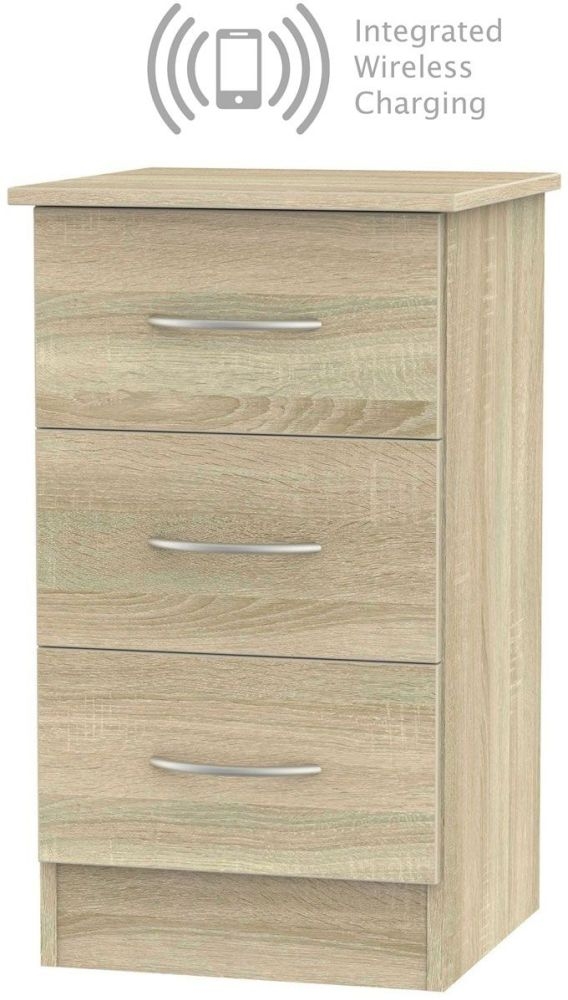 Avon Bardolino 3 Drawer Bedside Cabinet With Integrated Wireless Charging