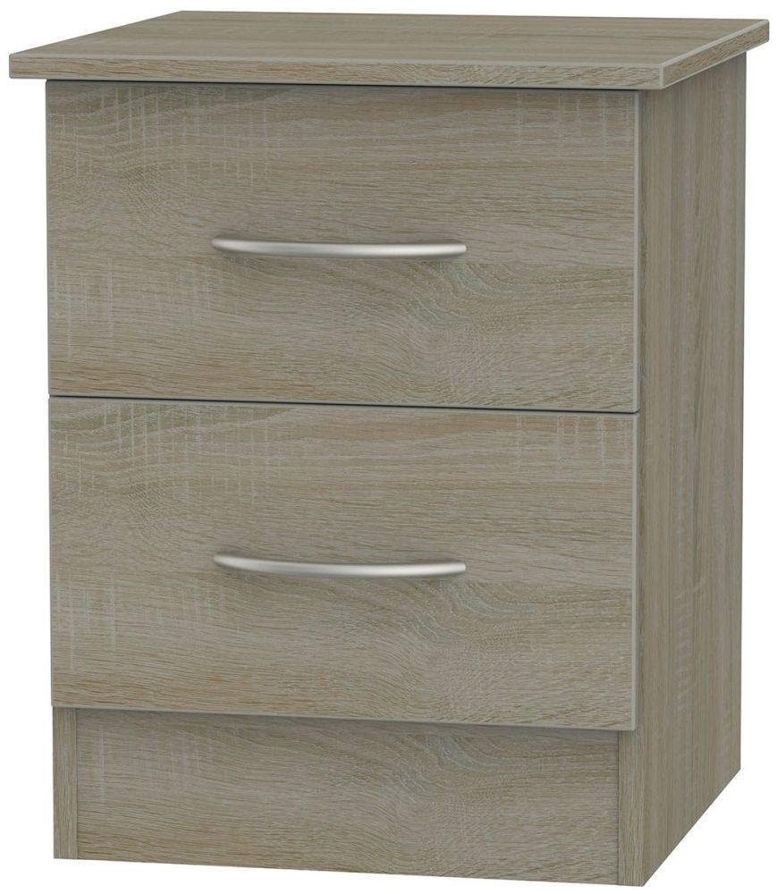 Avon Darkolino 2 Drawer Bedside Cabinet