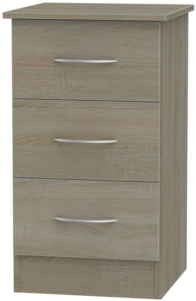 Avon Darkolino 3 Drawer Bedside Cabinet