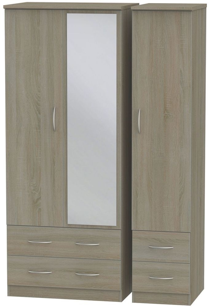 Avon Darkolino 3 Door 4 Drawer Mirror Wardrobe