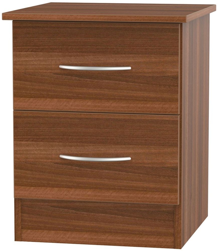 Avon Noche Walnut 2 Drawer Bedside Cabinet