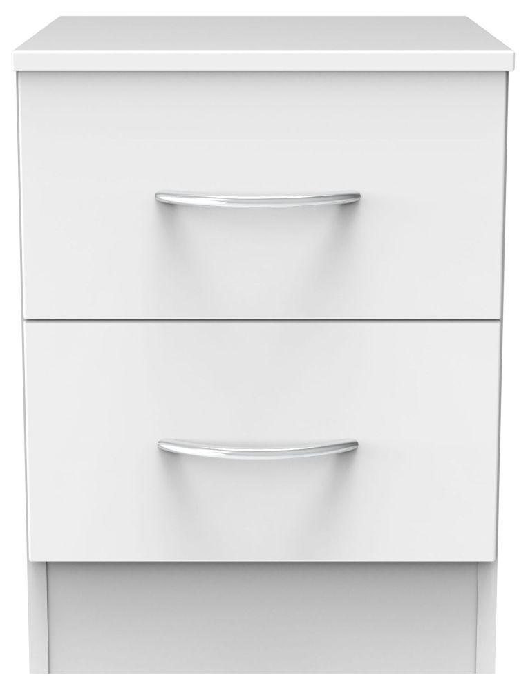 Avon White 2 Drawer Bedside Cabinet