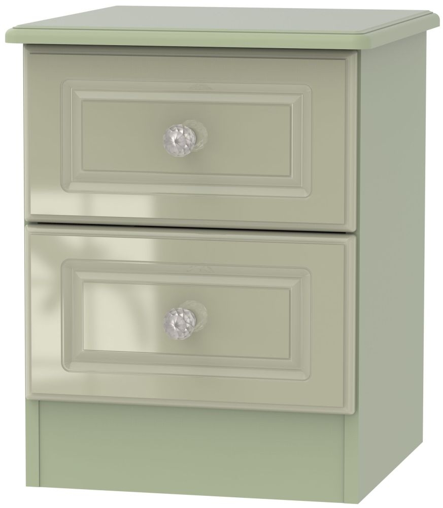 Balmoral High Gloss Mushroom 2 Drawer Bedside Cabinet