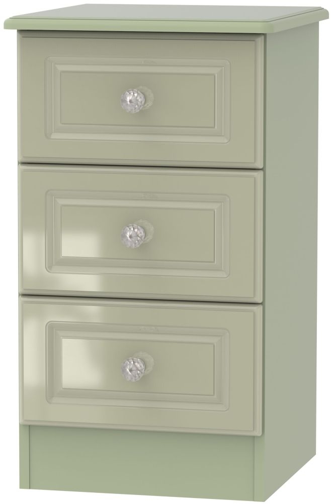 Balmoral High Gloss Mushroom 3 Drawer Bedside Cabinet