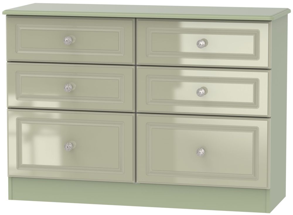 Balmoral High Gloss Mushroom 6 Drawer Midi Chest