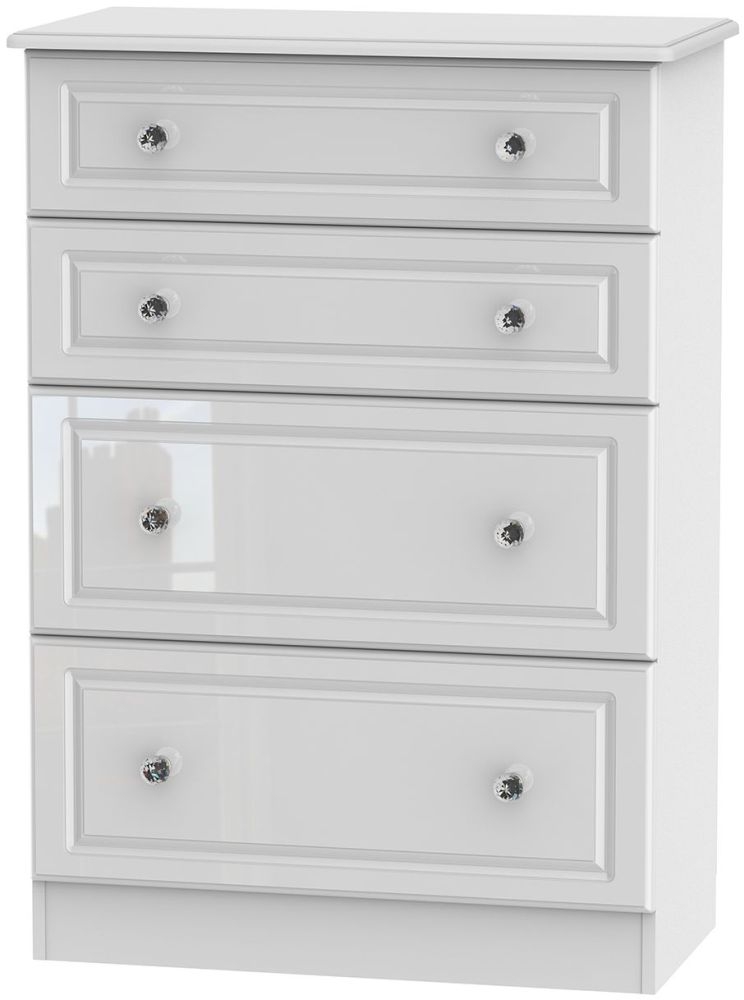 Balmoral High Gloss White 4 Drawer Deep Chest