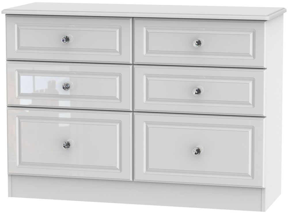 Balmoral High Gloss White 6 Drawer Midi Chest