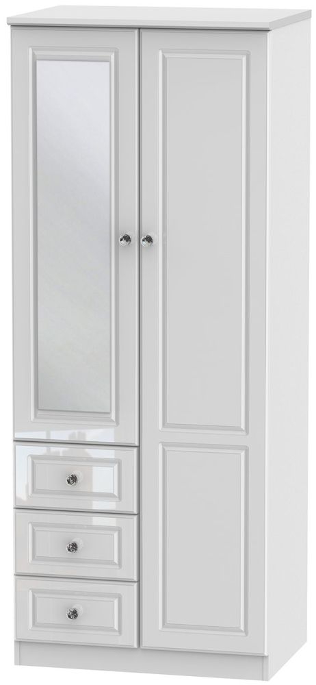 Balmoral High Gloss White 2 Door 3 Drawer Wardrobe