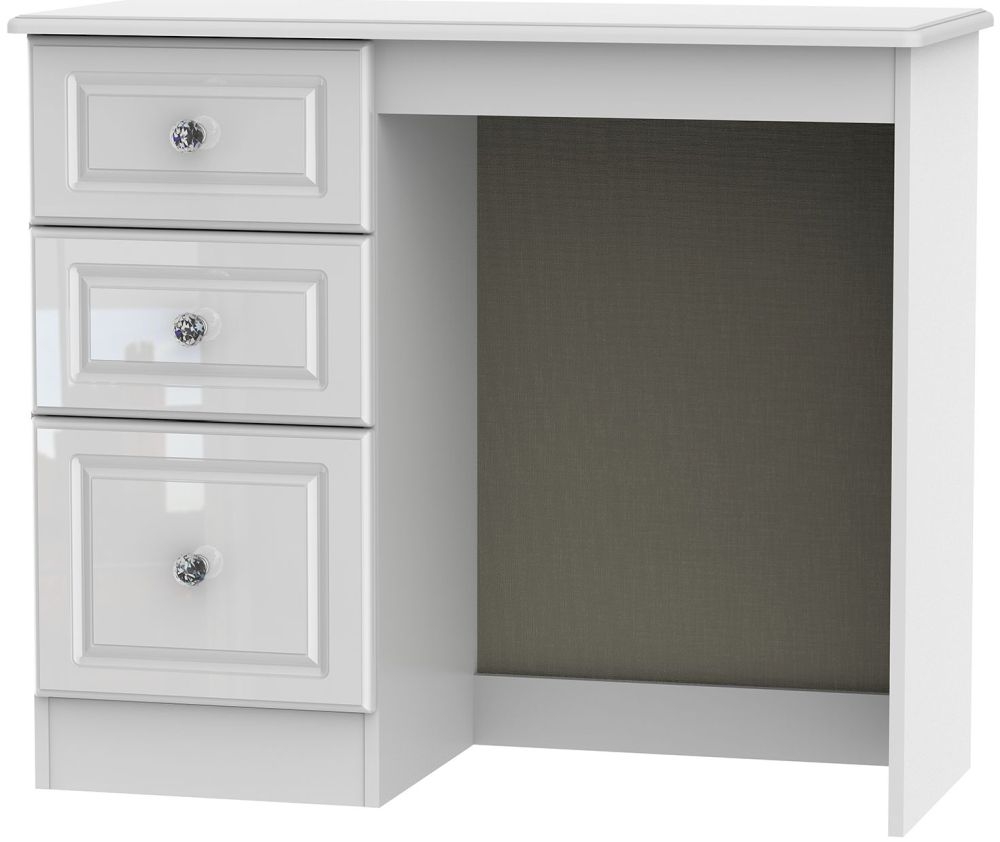 Balmoral High Gloss White Single Pedestal Dressing Table