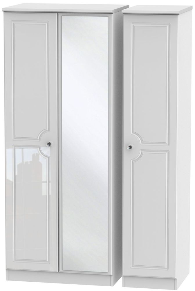 Balmoral High Gloss White 3 Door Mirror Wardrobe