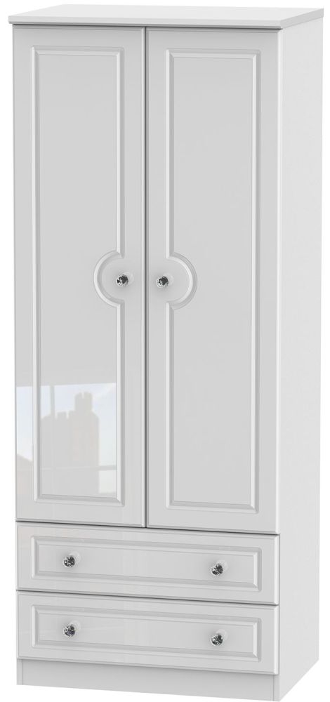 Balmoral High Gloss White 2 Door 2 Drawer Wardrobe
