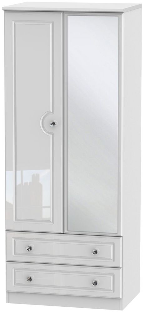 Balmoral High Gloss White 2 Door Mirror Combi Wardrobe