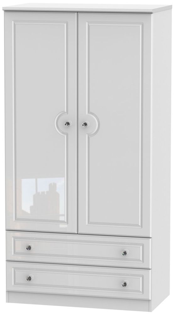 Balmoral High Gloss White 2 Door 2 Drawer 3ft Wardrobe