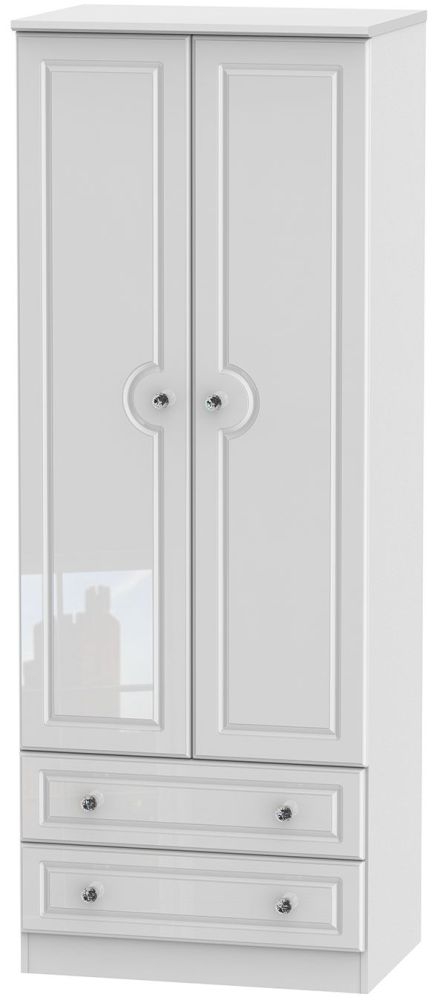Balmoral High Gloss White 2 Door 2 Drawer Tall Wardrobe