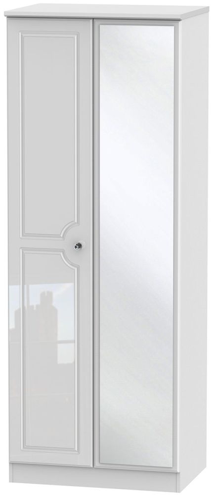 Balmoral High Gloss White 2 Door Tall Mirror Wardrobe