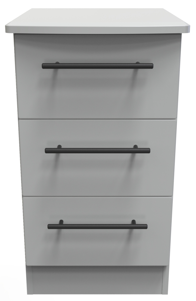 Beverley Dusk Grey 3 Drawer Bedside Cabinet