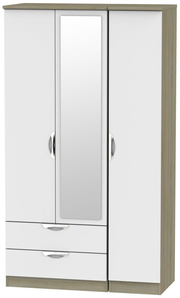 Camden 3 Door 2 Left Drawer Tall Combi Wardrobe Grey And Darkolino