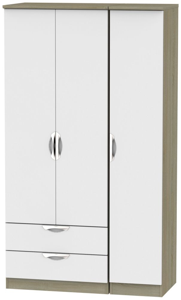 Camden 3 Door 2 Left Drawer Tall Wardrobe Grey And Darkolino