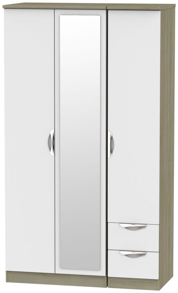 Camden 3 Door 2 Right Drawer Tall Combi Wardrobe Grey And Darkolino