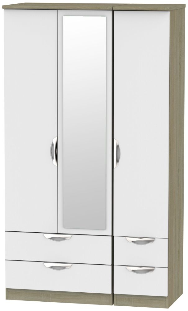 Camden 3 Door 4 Drawer Tall Combi Wardrobe Grey And Darkolino