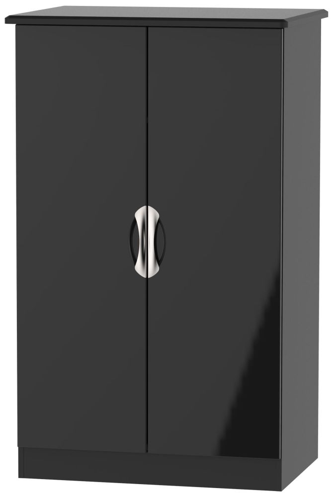 Camden High Gloss Black 2 Door Midi Wardrobe