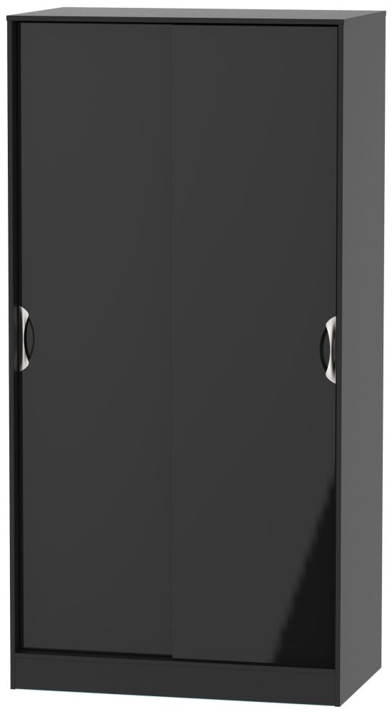 Camden High Gloss Black 2 Door Sliding Wardrobe