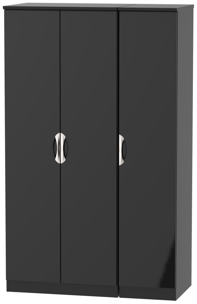 Camden High Gloss Black 3 Door Wardrobe