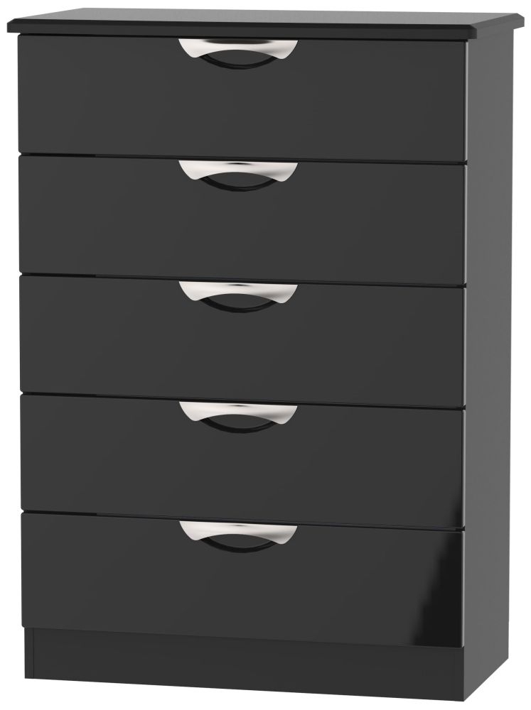 Camden High Gloss Black 5 Drawer Chest