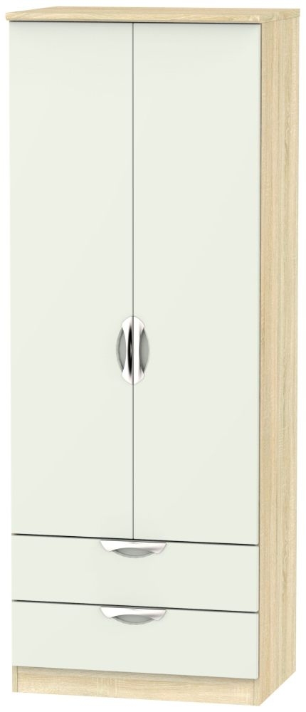 Camden 2 Door 2 Drawer Tall Wardrobe High Gloss Kaschmir And Bardolino