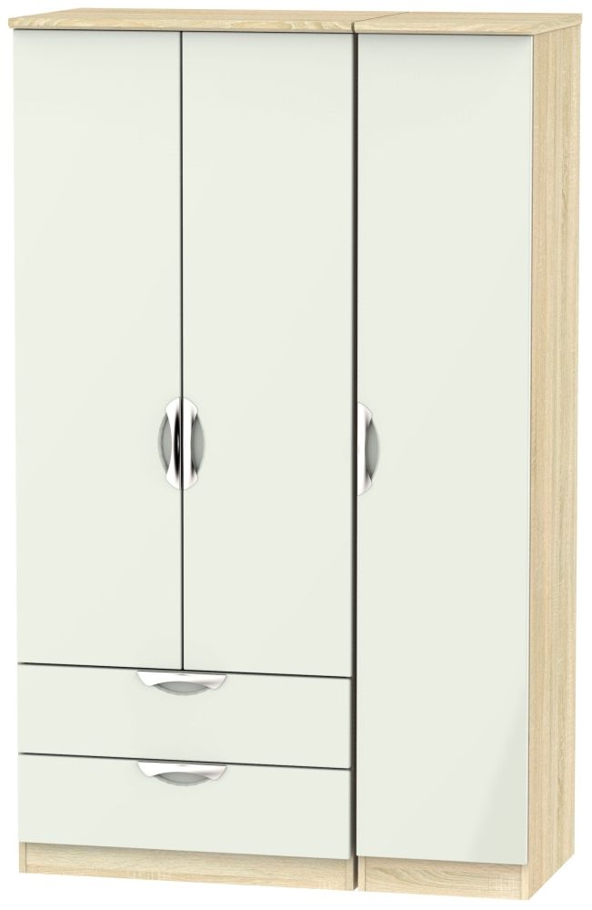 Camden 3 Door 2 Left Drawer Wardrobe High Gloss Kaschmir And Bardolino