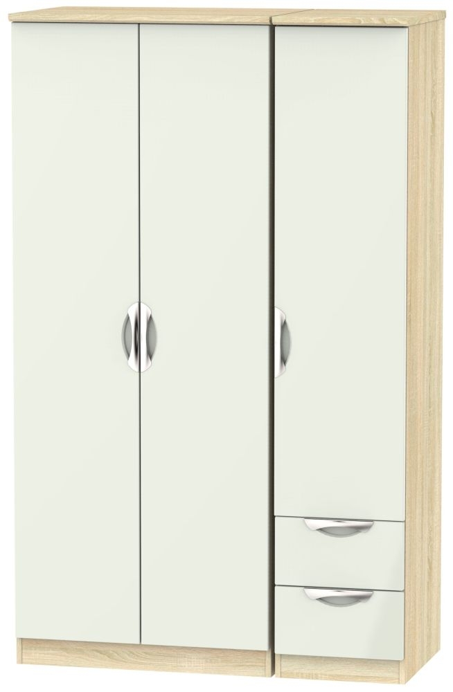 Camden 3 Door 2 Right Drawer Wardrobe High Gloss Kaschmir And Bardolino