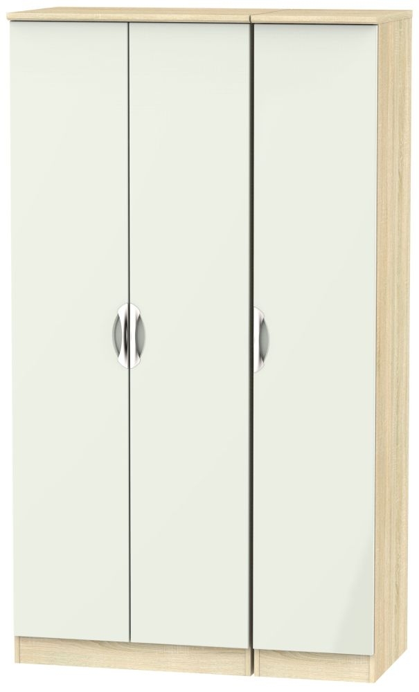 Camden 3 Door Tall Wardrobe High Gloss Kaschmir And Bardolino