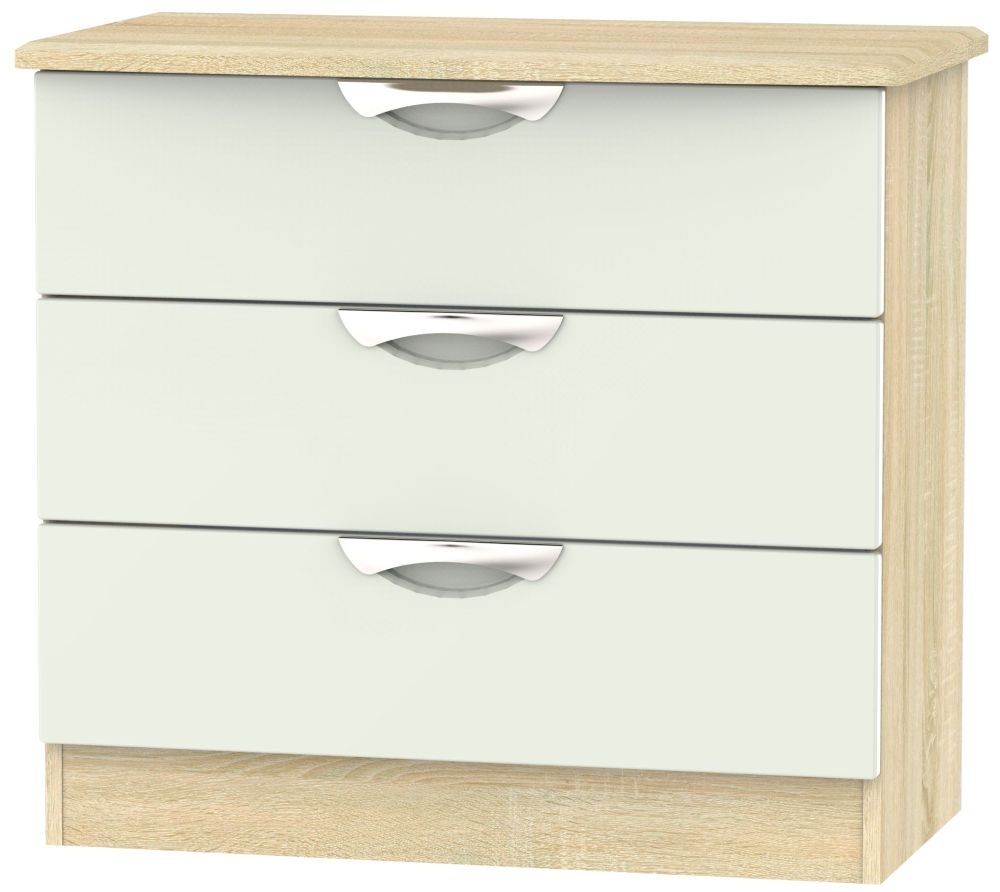 Camden 3 Drawer Chest High Gloss Kaschmir And Bardolino