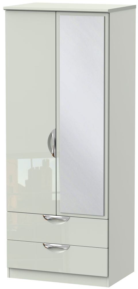 Camden High Gloss Kaschmir 2 Door Mirror Combi Wardrobe