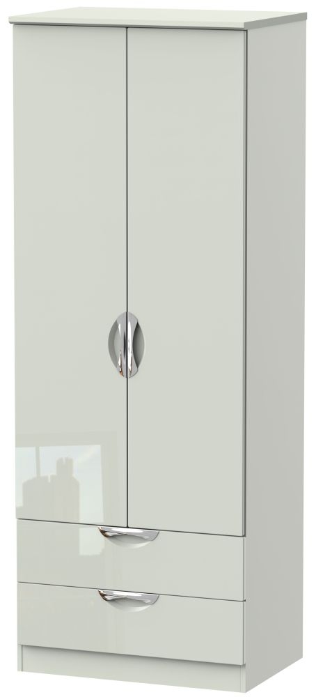 Camden High Gloss Kaschmir 2 Door 2 Drawer Tall Wardrobe