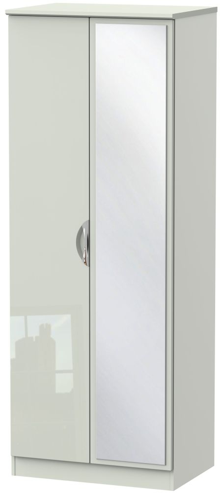 Camden High Gloss Kaschmir 2 Door Tall Mirror Wardrobe