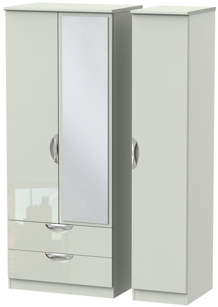 Camden High Gloss Kaschmir 3 Door 2 Left Drawer Mirror Wardrobe