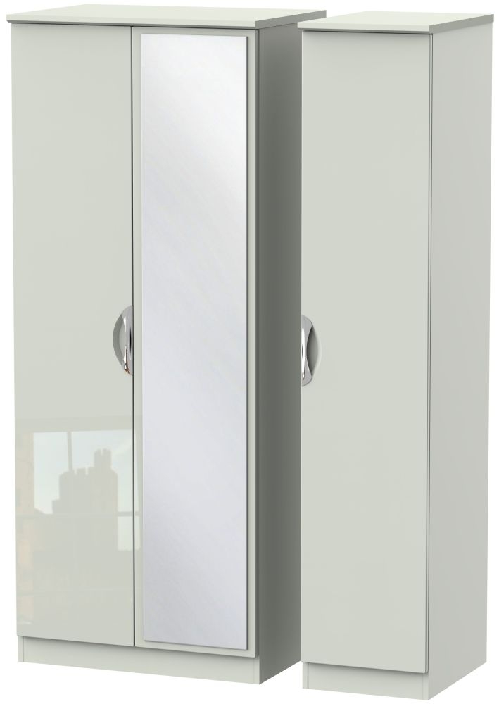 Camden High Gloss Kaschmir 3 Door Mirror Wardrobe