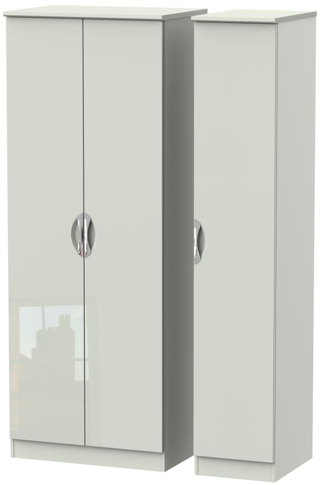 Camden High Gloss Kaschmir 3 Door Tall Plain Wardrobe