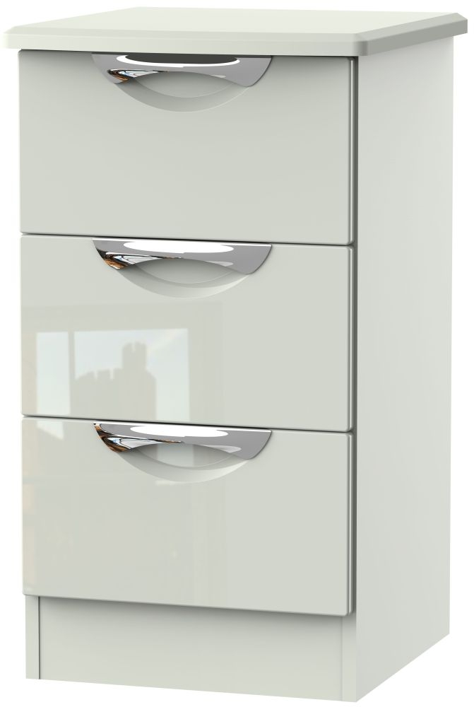 Camden High Gloss Kaschmir 3 Drawer Bedside Cabinet