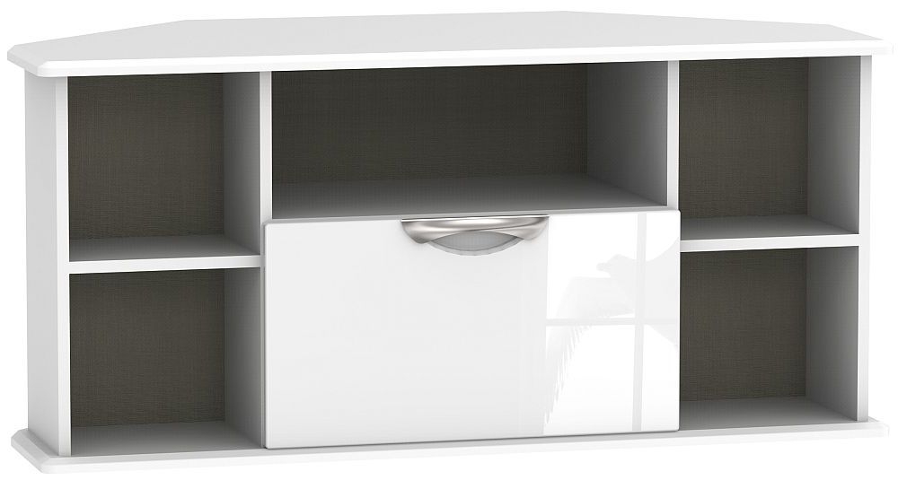 Camden High Gloss White 1 Drawer Corner Tv Unit